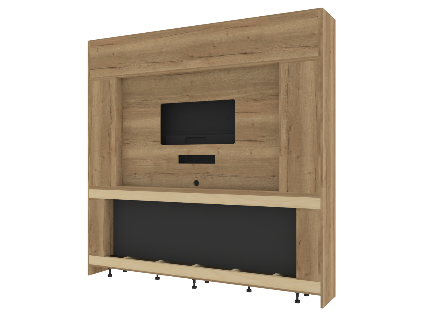 Premium Media Wall with Built-In One-Sided Electric Fireplace