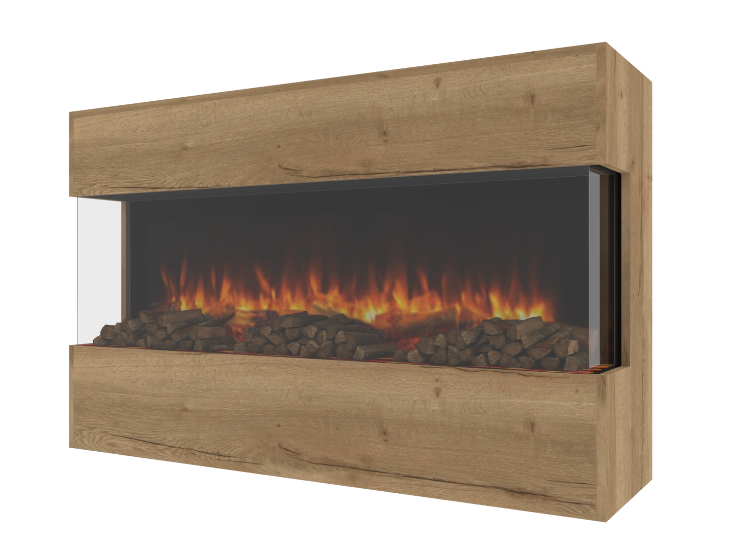 Three-Sided Electric Fire Housing Media Wall Unit