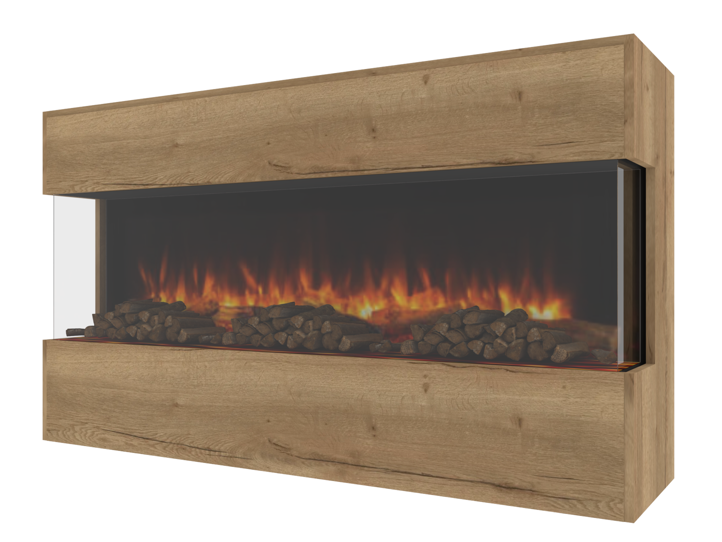 Three-Sided Electric Fire Housing Media Wall Unit