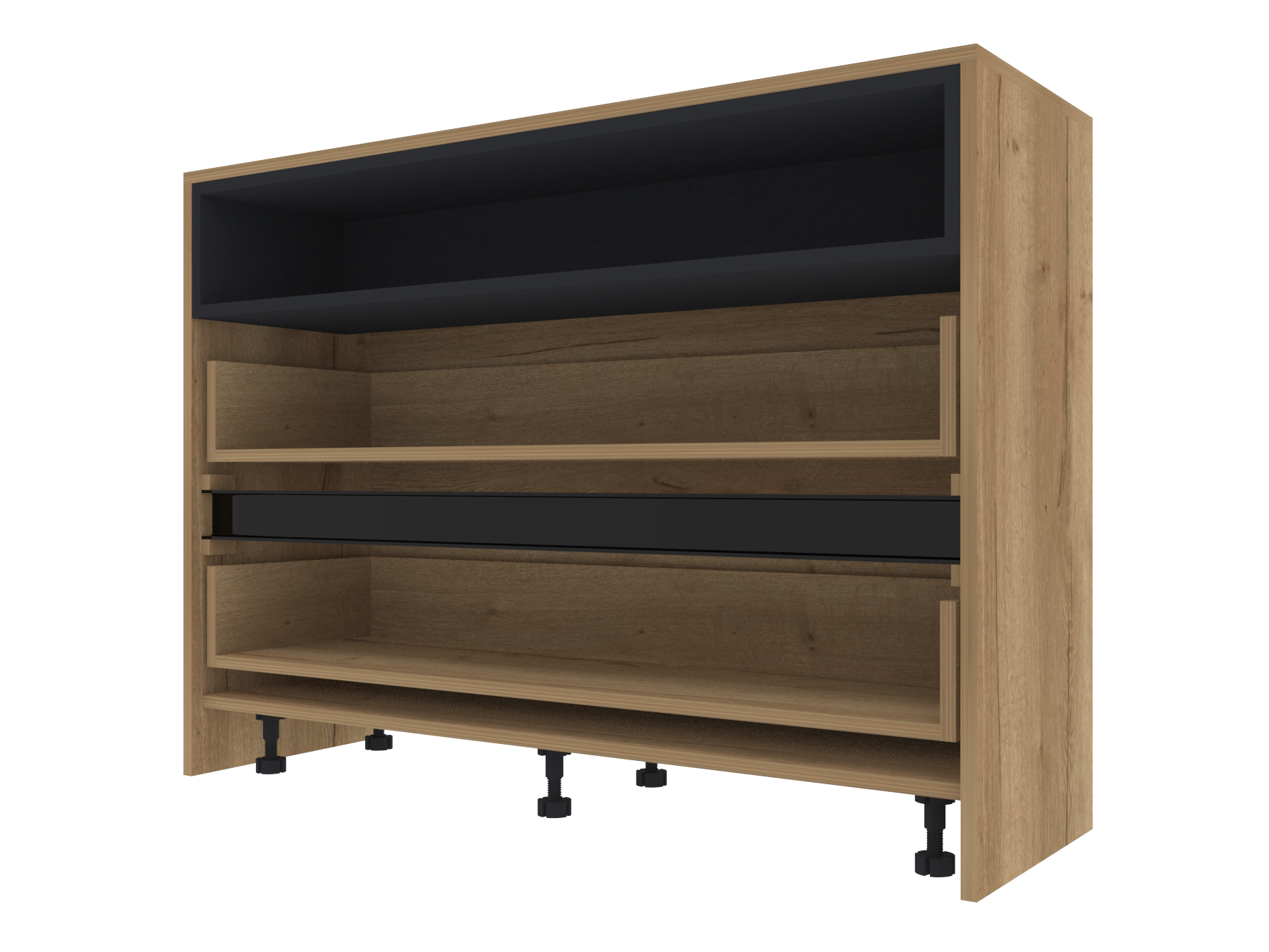 507 2 Base Unit with Drawers and Open Soundbar Shelf H900