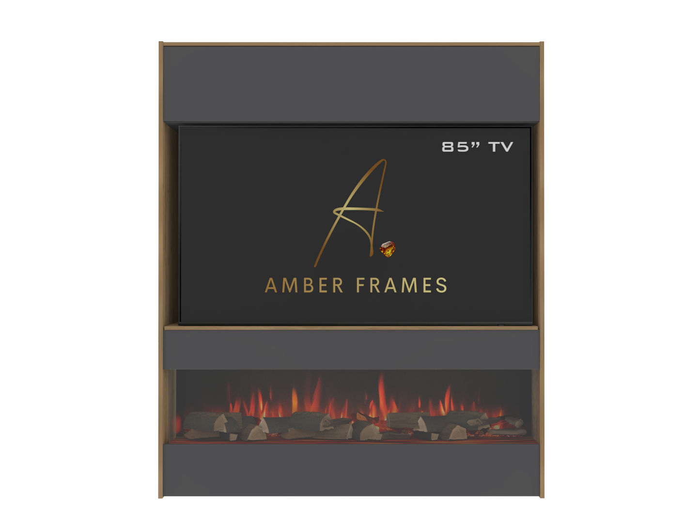 Media Wall with One-Sided Electric Fire