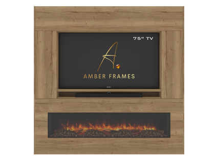 Premium  Media Wall with Built-In One-Sided Electric Fireplace