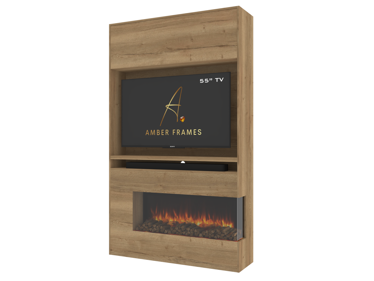 Premium Built-In Media Wall with Two-Sided Electric Fireplace