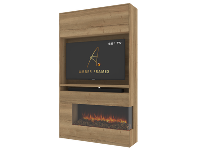 Premium Built-In Media Wall with Two-Sided Electric Fireplace