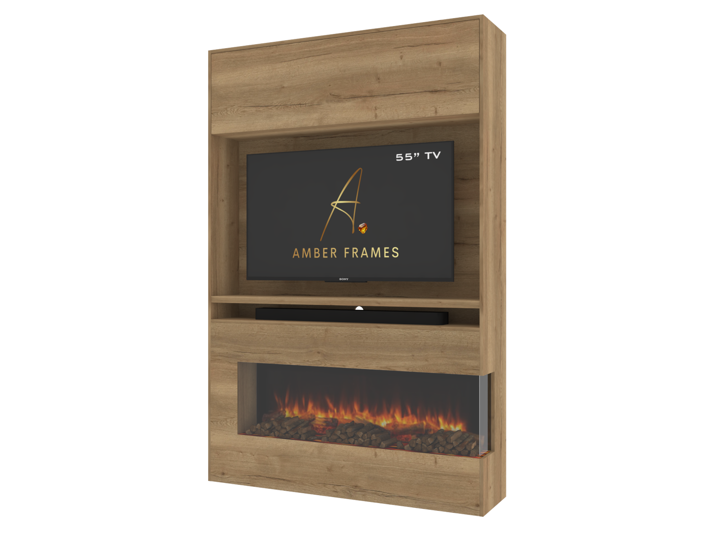 Premium Built-In Media Wall with Two-Sided Electric Fireplace