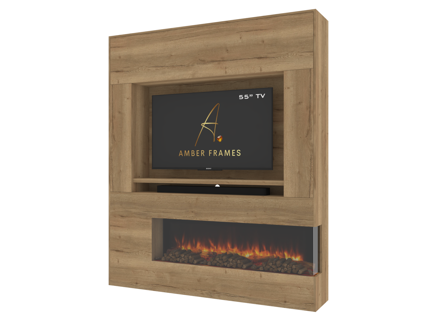 Premium Built-In Media Wall with Two-Sided Electric Fireplace