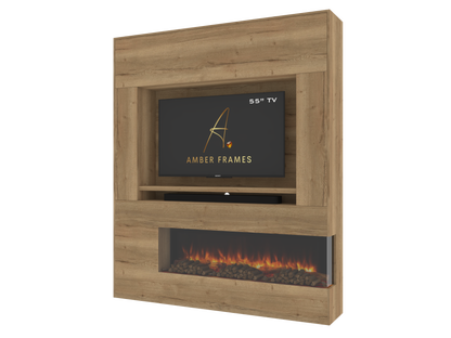 Premium Built-In Media Wall with Two-Sided Electric Fireplace
