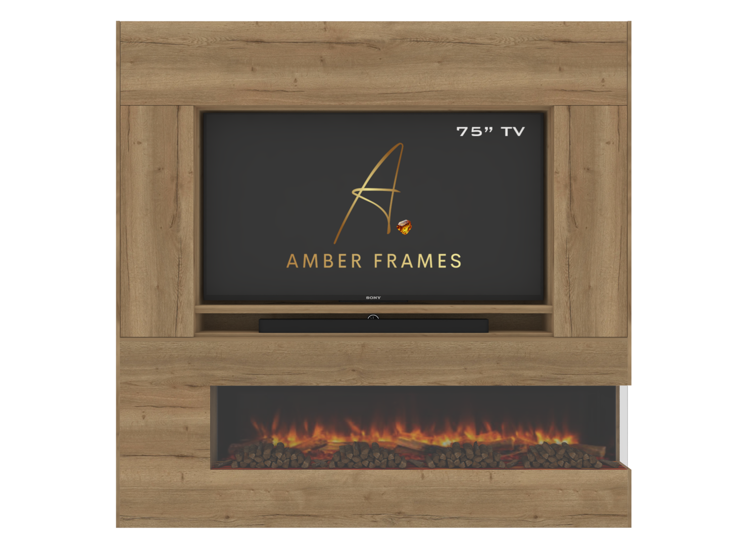 Premium Built-In Media Wall with Two-Sided Electric Fireplace