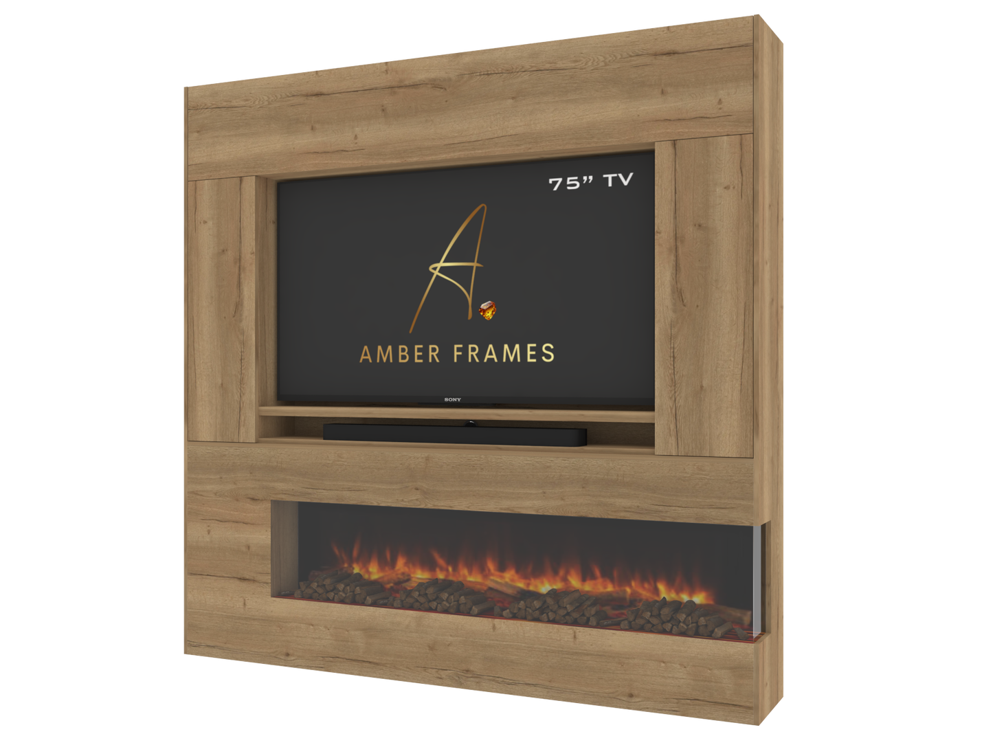 Premium Built-In Media Wall with Two-Sided Electric Fireplace
