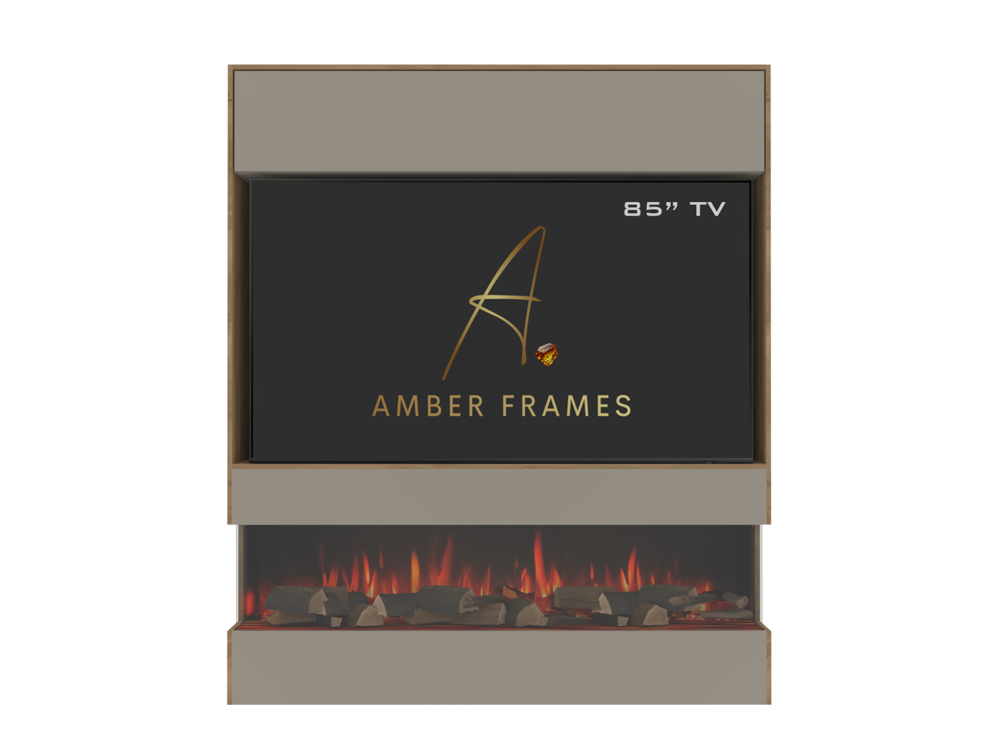 Media Wall with Three-Sided Electric Fire