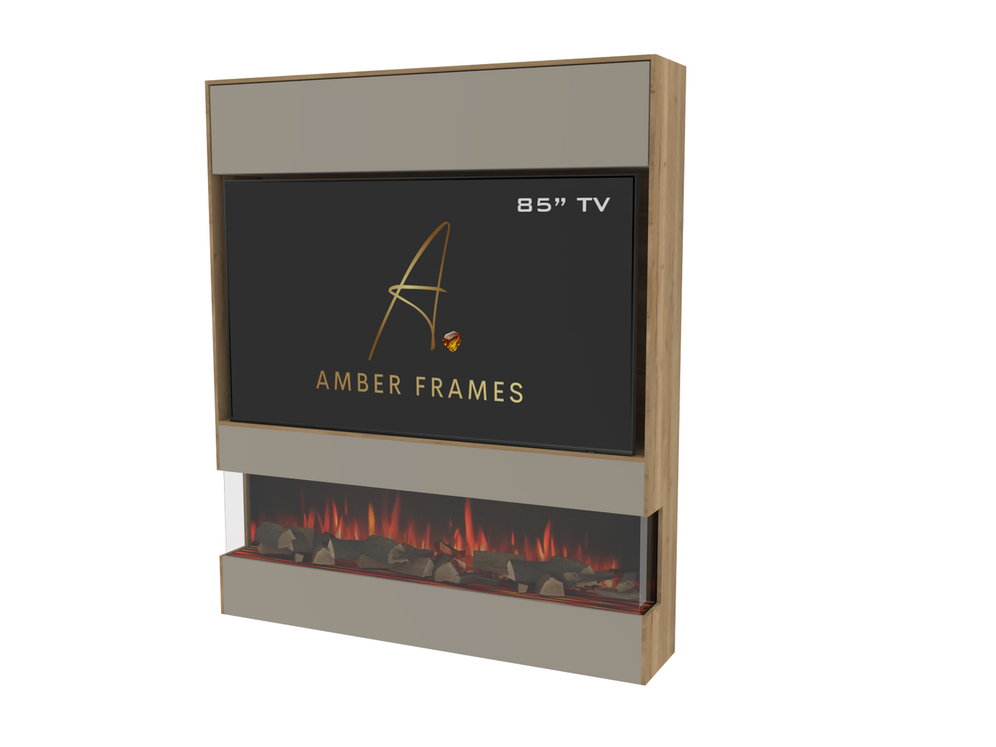 Media Wall with Three-Sided Electric Fire