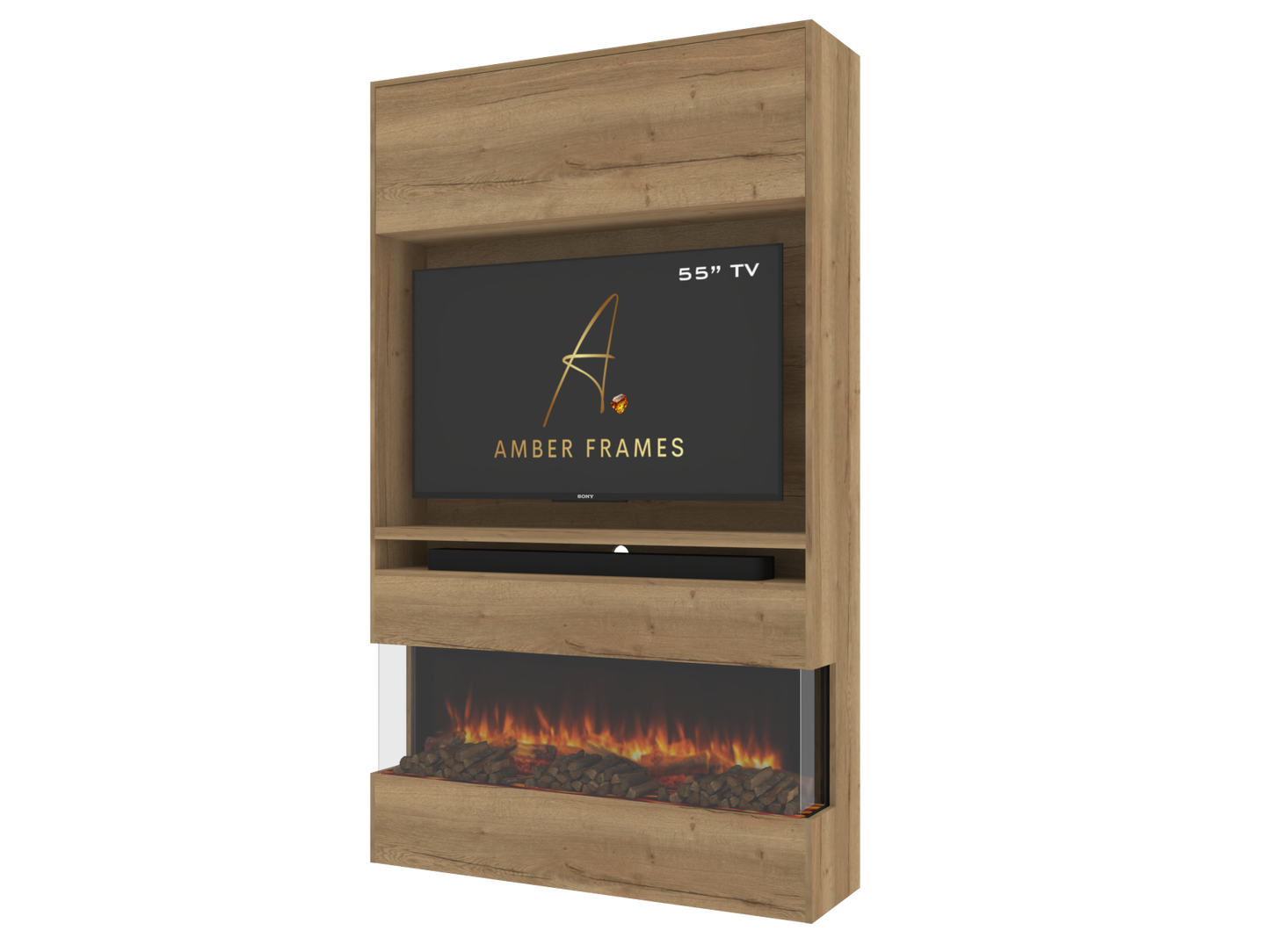 Modern Media Wall with Three-Sided Electric Fireplace
