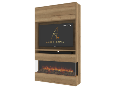Modern Media Wall with Three-Sided Electric Fireplace