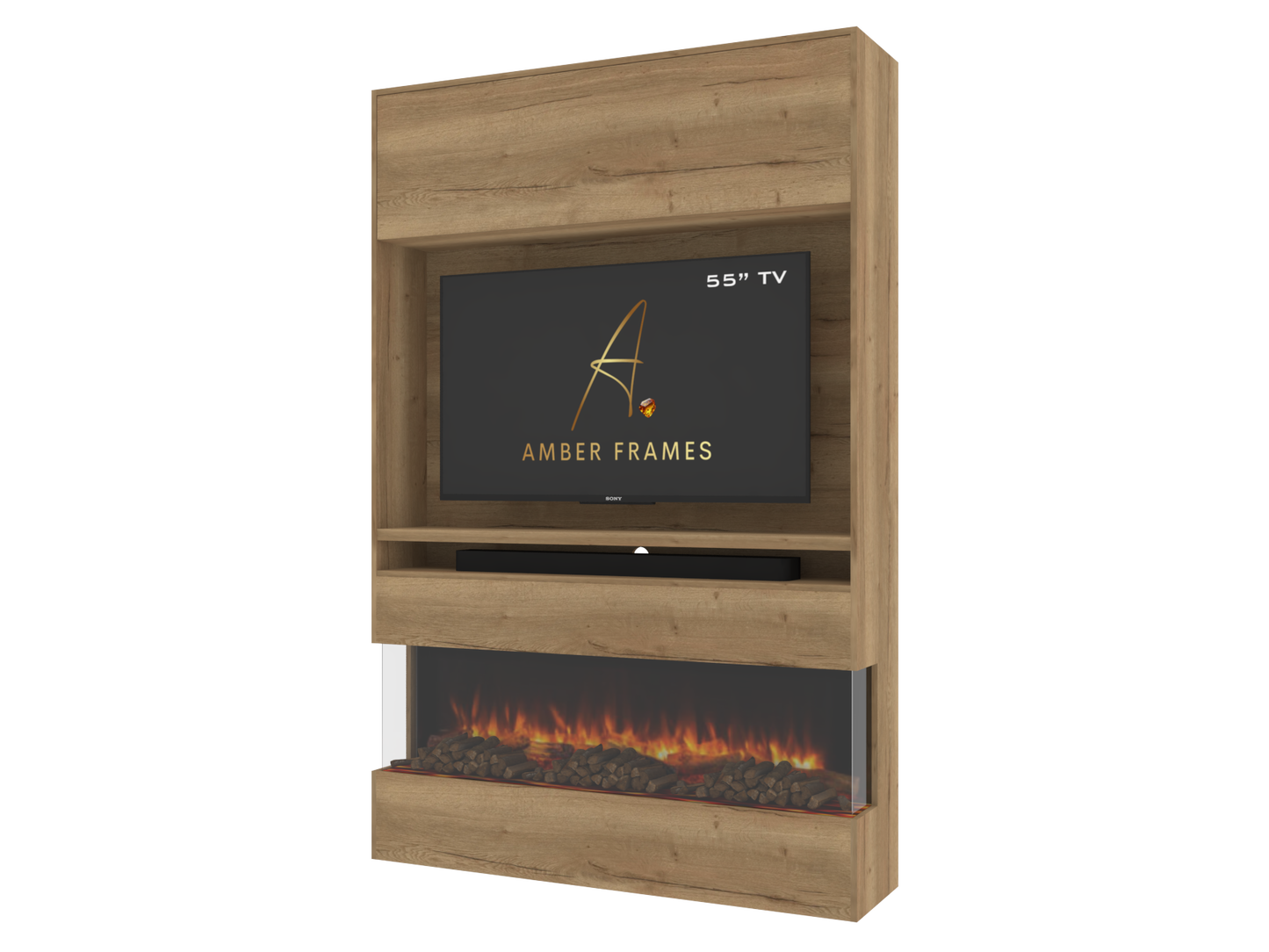 Modern Media Wall with Three-Sided Electric Fireplace