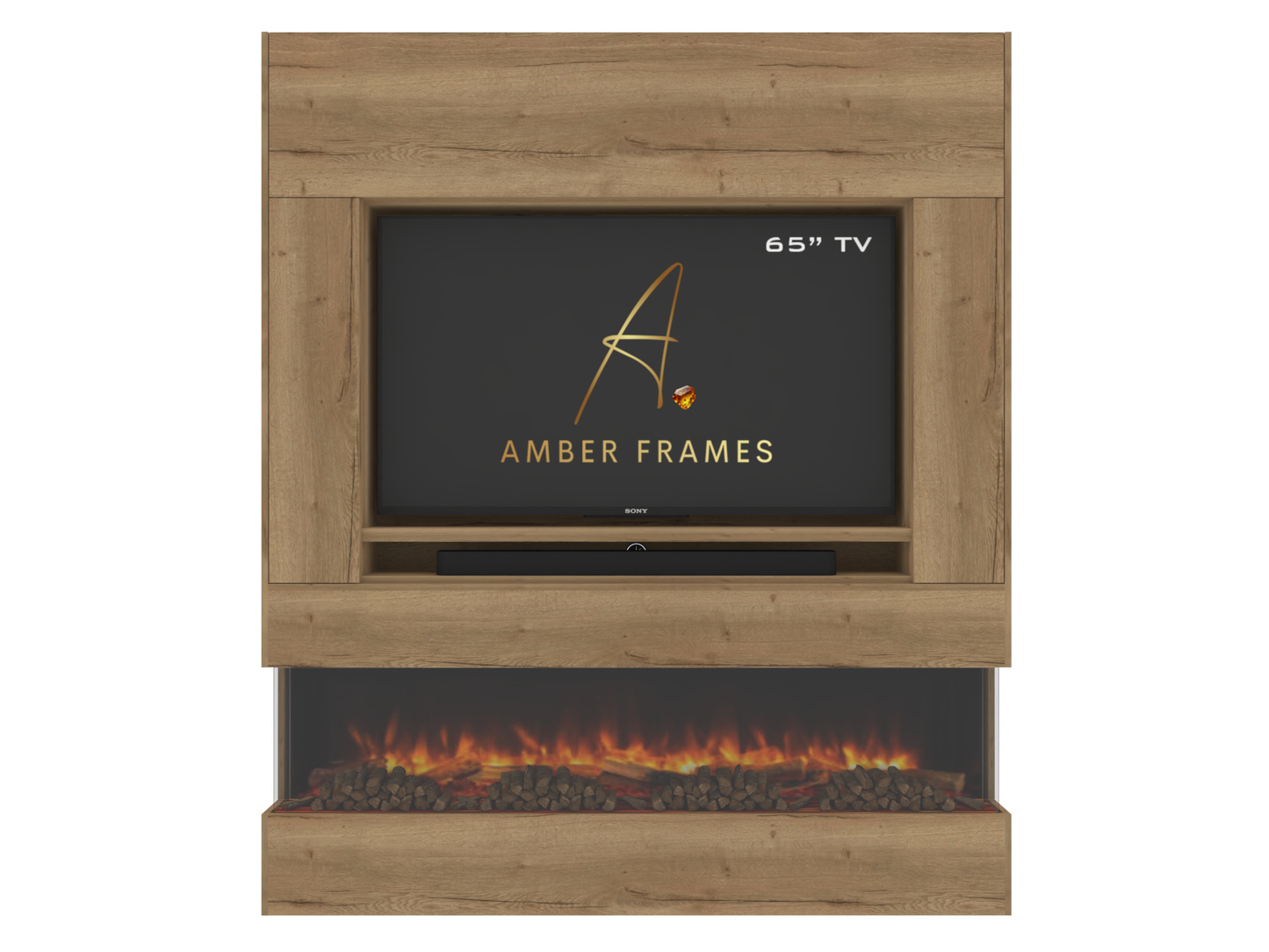 Modern Media Wall with Three-Sided Electric Fireplace