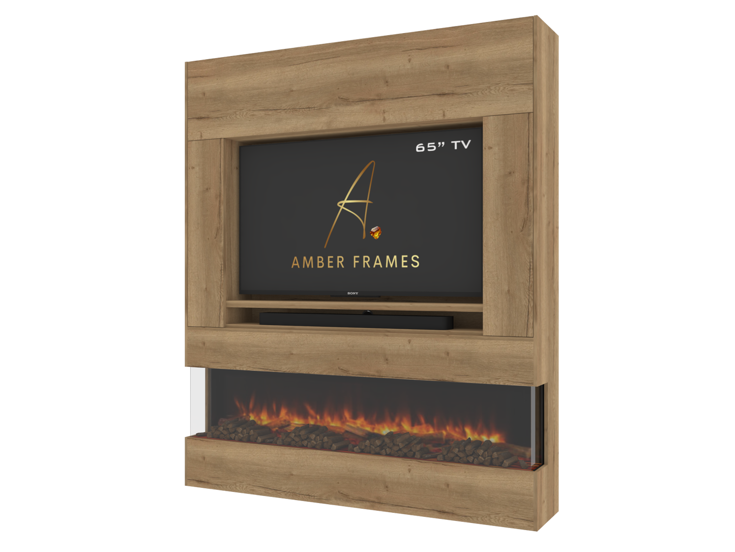 Modern Media Wall with Three-Sided Electric Fireplace