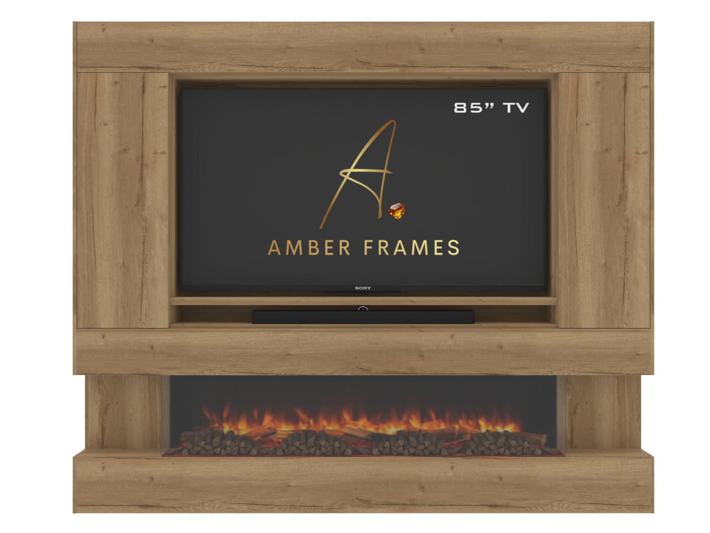 Premium Media Wall with Three-Sided Recessed Electric Fireplace