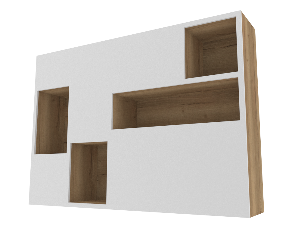 402 Chimney Breast Display Unit with Lighting and Alcoves (Painted MDF)