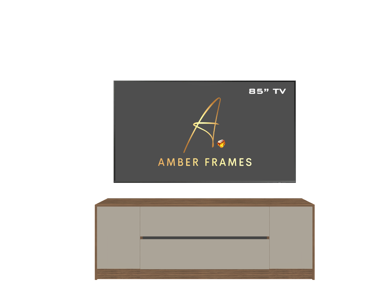 Amber Frames modern media wall with drawer storage for 85 inch TV