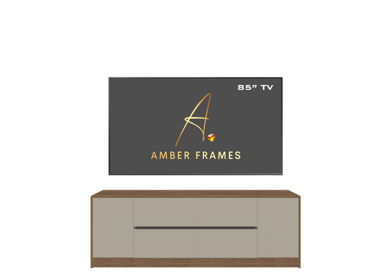 Amber Frames modern media wall with drawer storage for 85 inch TV