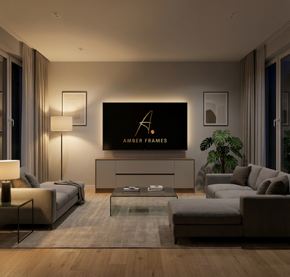 Amber Frames modern media wall with drawer storage for 85 inch TV