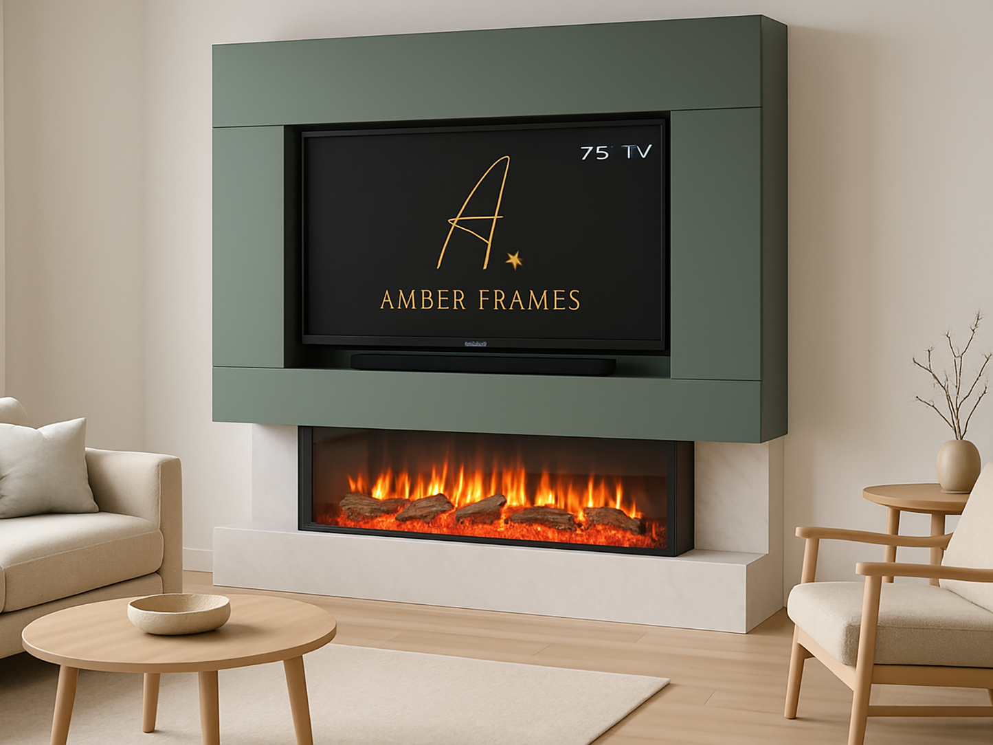 Vista Series — Three-Sided Fire Media Wall for 75-Inch TVs